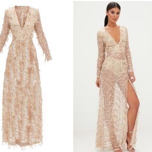 PLT Valentina Gold Sequin Long Sleeve Dress